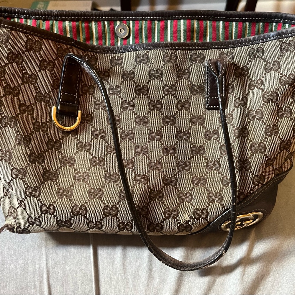 Authentic Vintage Gucci Brown Monogram Tote Bag